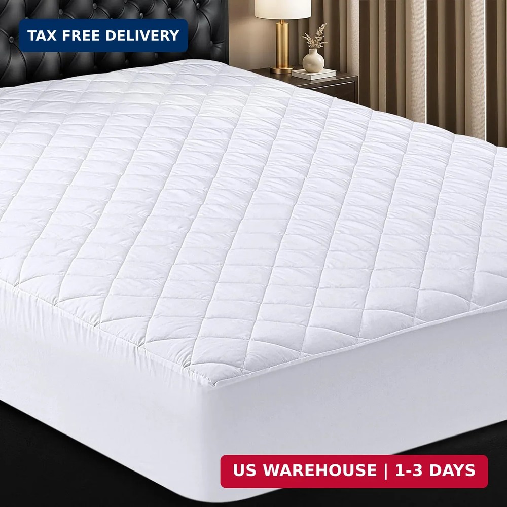 Utopia Bedding Quilted Fitted Mattress Pad, Queen Size, Elastic Fitted Mattress