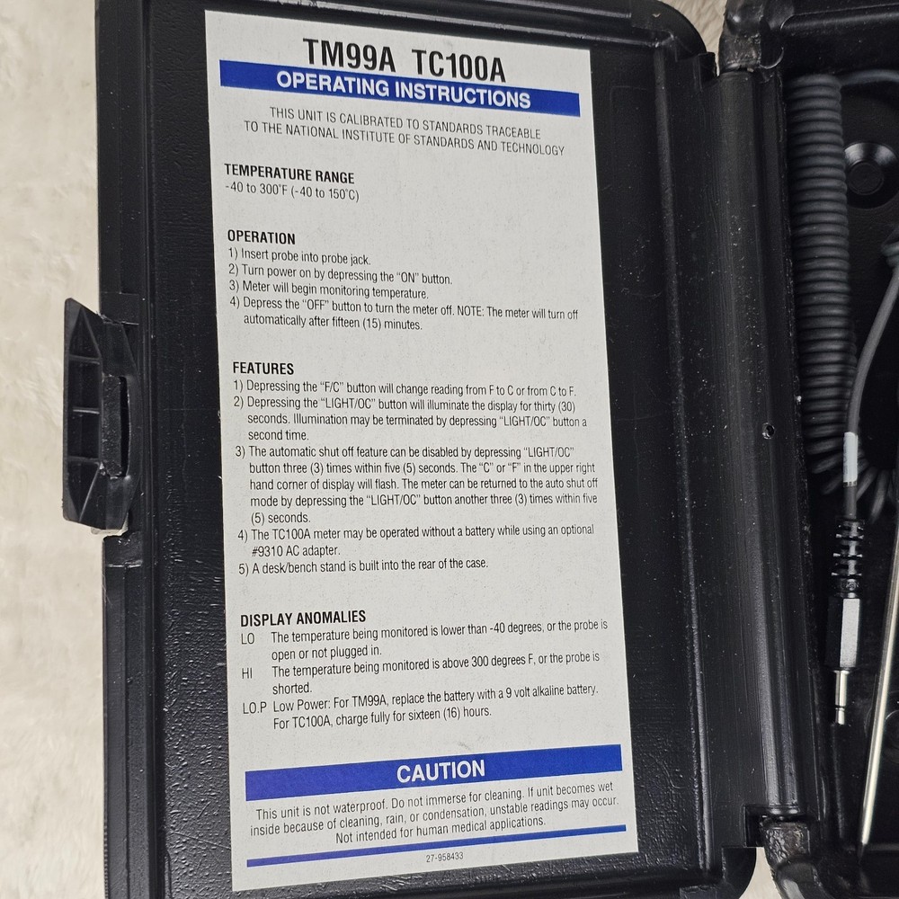 Cooper-Atkins TM99A Digital Thermometer - Black (Tested)