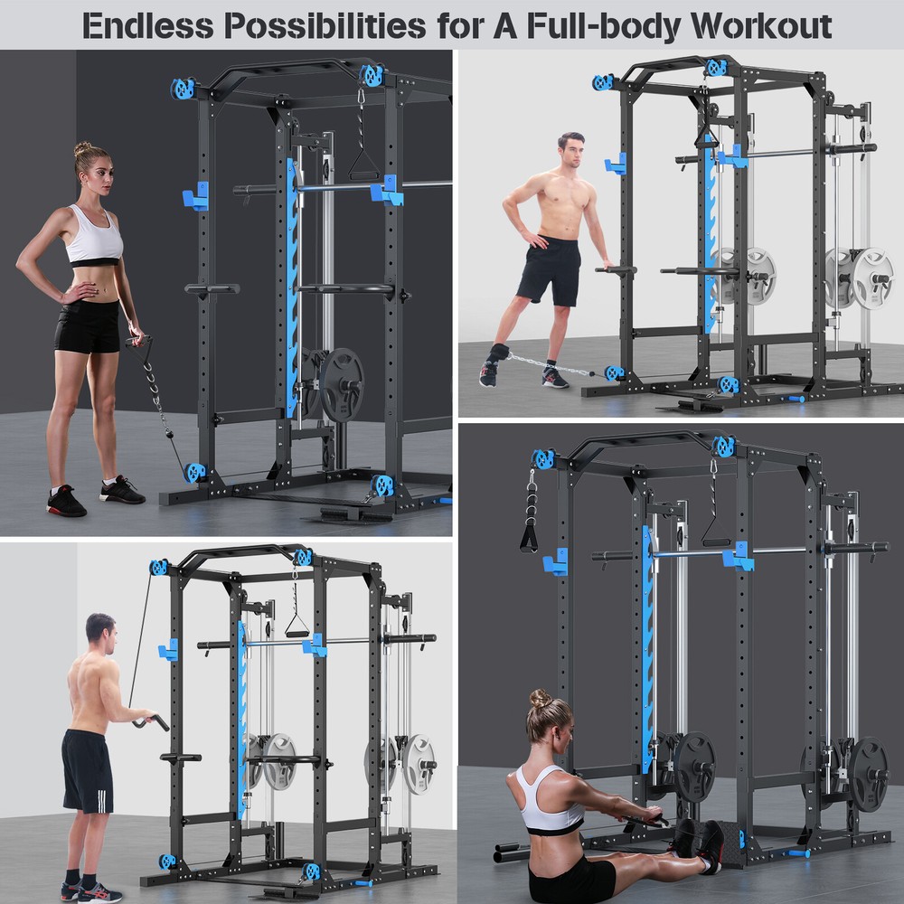 Smith Machine System Power Cage Rack Cable Crossover Home Gym System