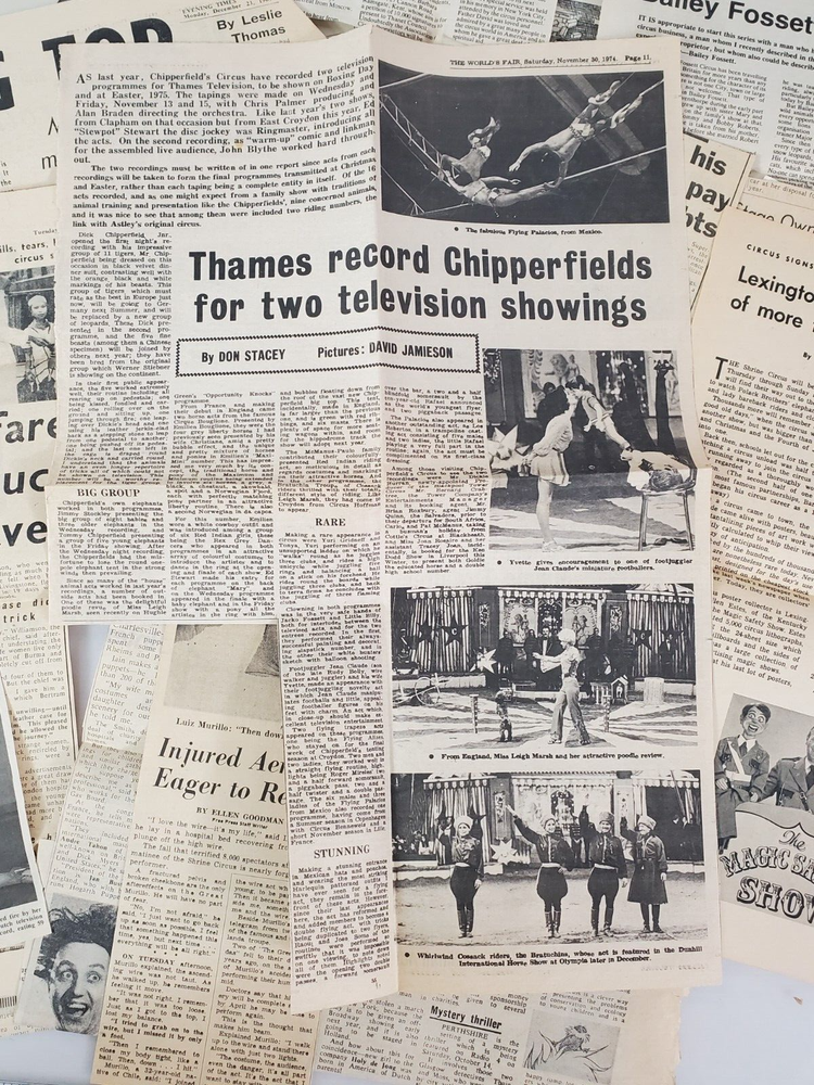 Circus Puppets Ventriloquists Newspaper Articles & Related Material--