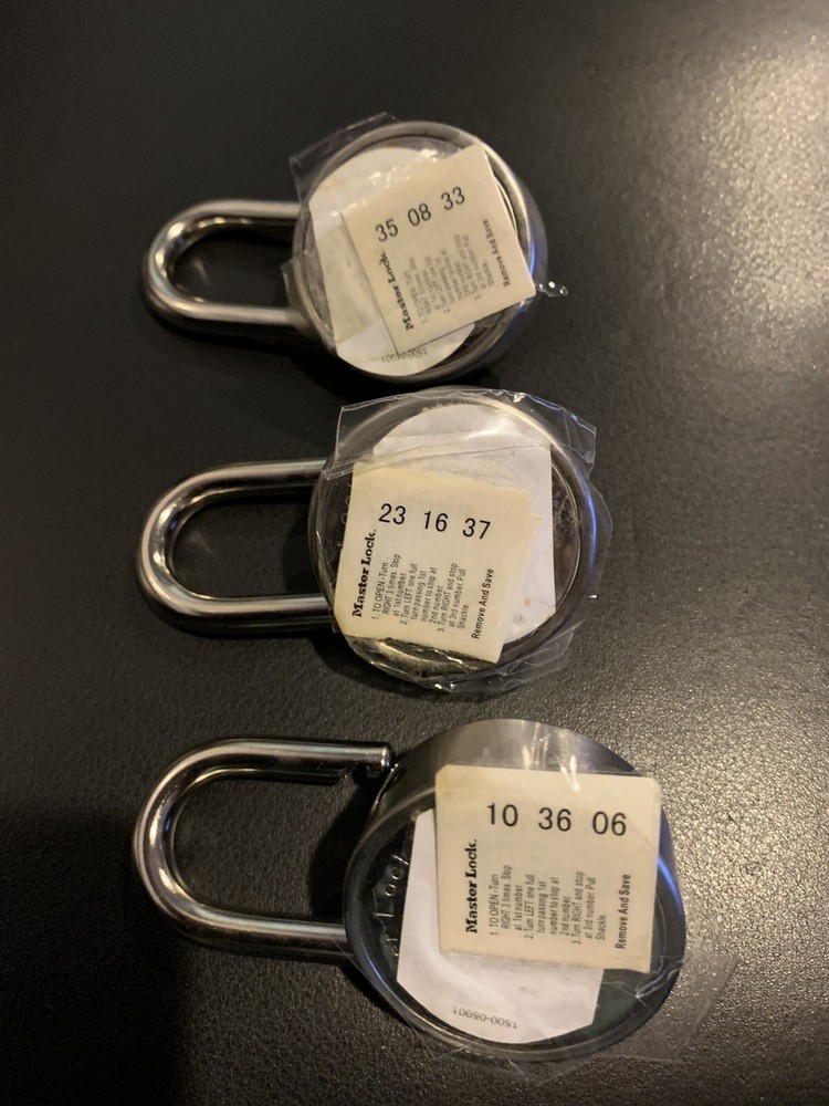 Set of 3 Master 1500D Combination Dial Padlocks with combinations