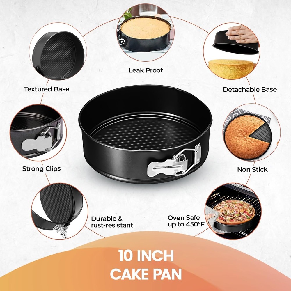 10 Inch Nonstick Springform Pan Removable Bottom 50 PCS Parchment Papers