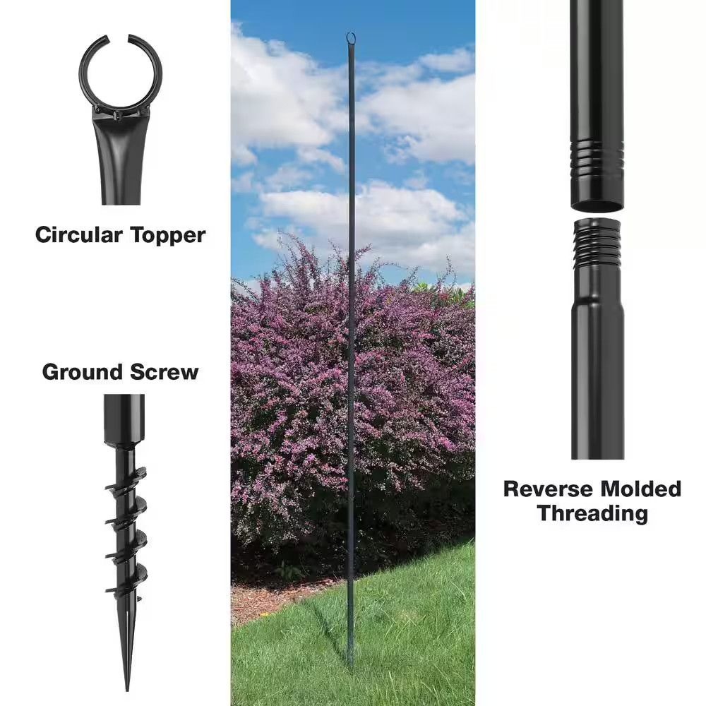 Two 9 Ft. String Light Poles, Black