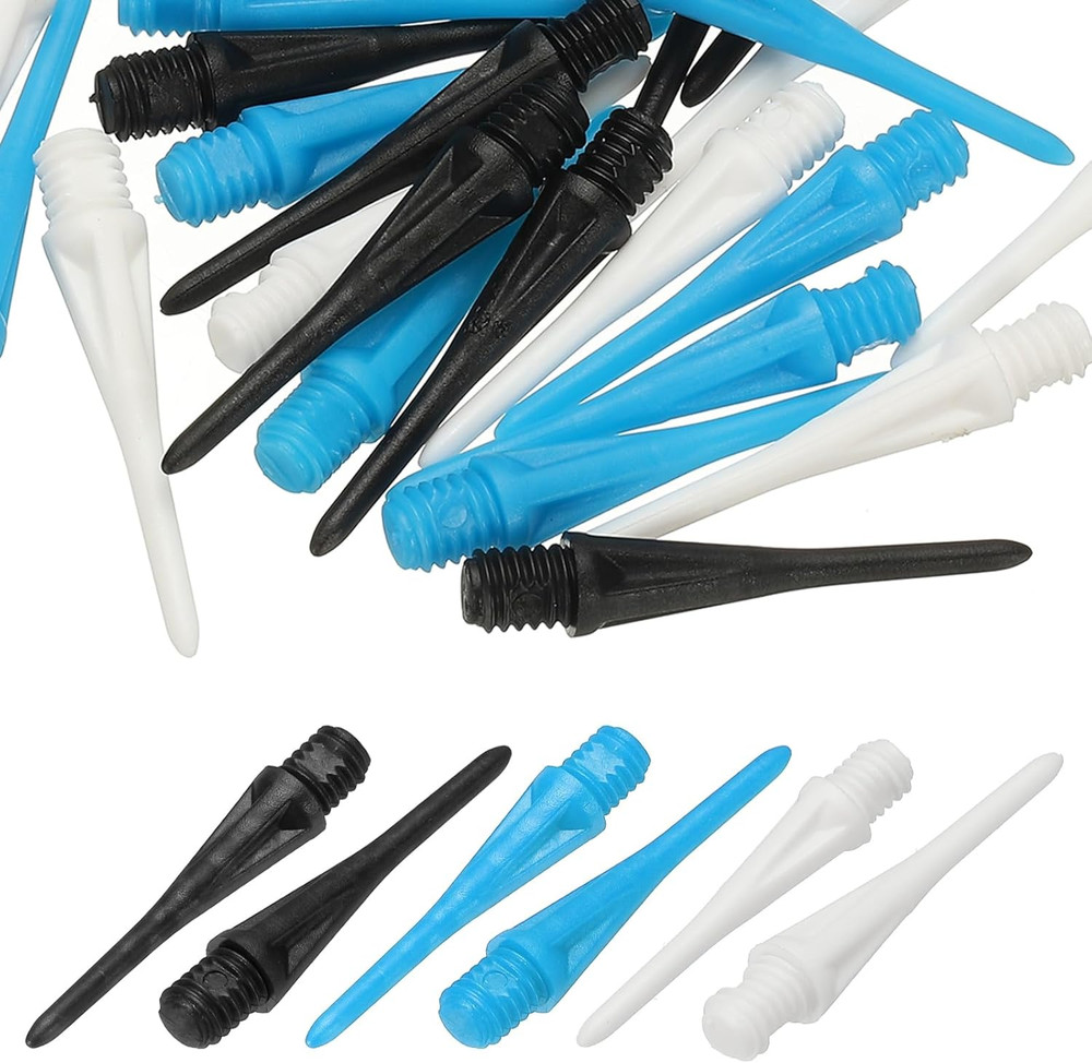 Plastic Dart Tip 2BA Thread Soft Tip Dart Accessories 30 Pack & Black/White/Blue