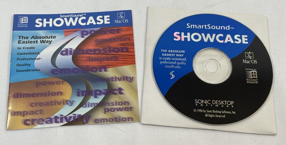 Vintage 1996 SmartSound Showcase PC/Mac CD-ROM Software Sonic Desktop