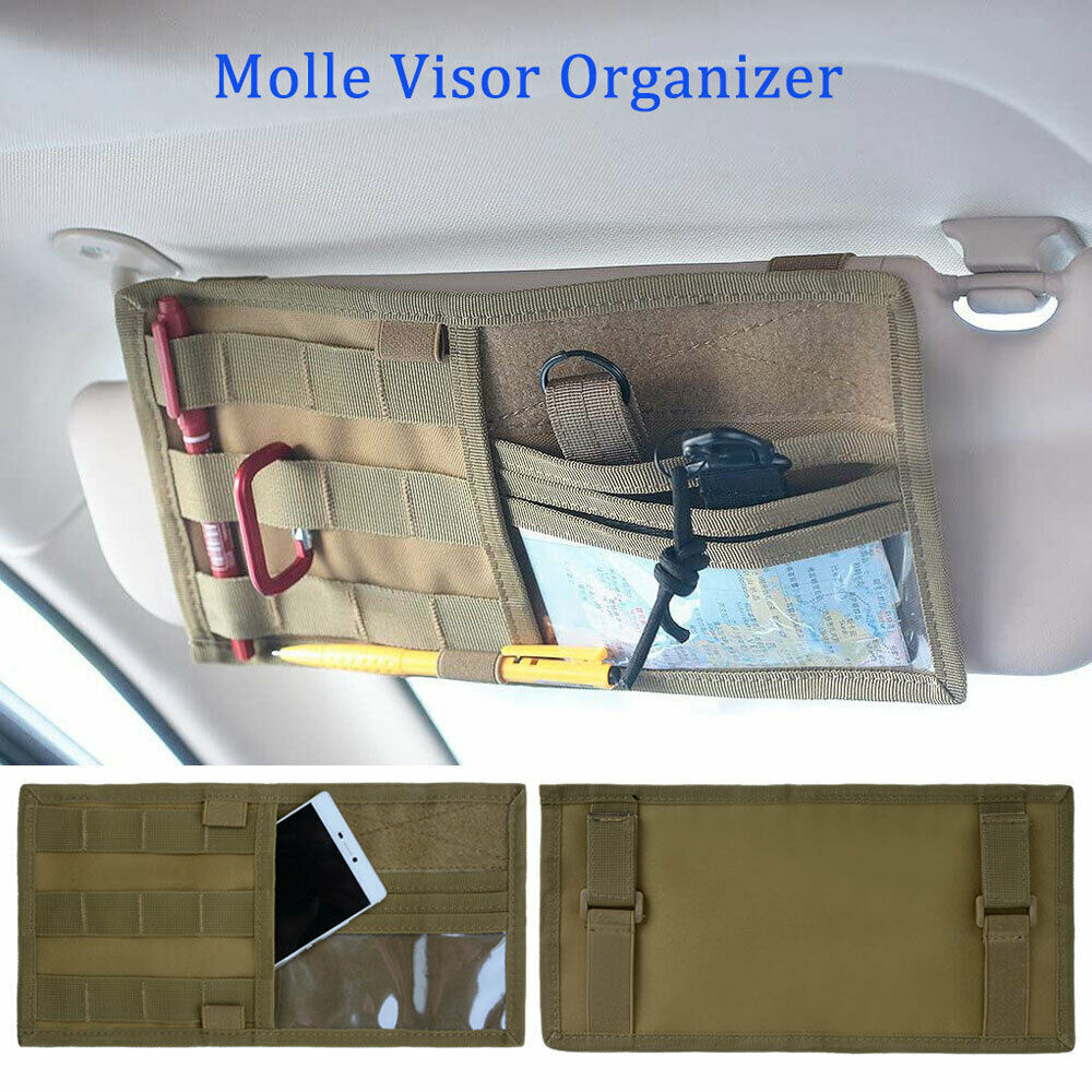Car Vehicle Visor Panel Organizer Pouch EDC Sun Visor Storage Utility Molle Bag