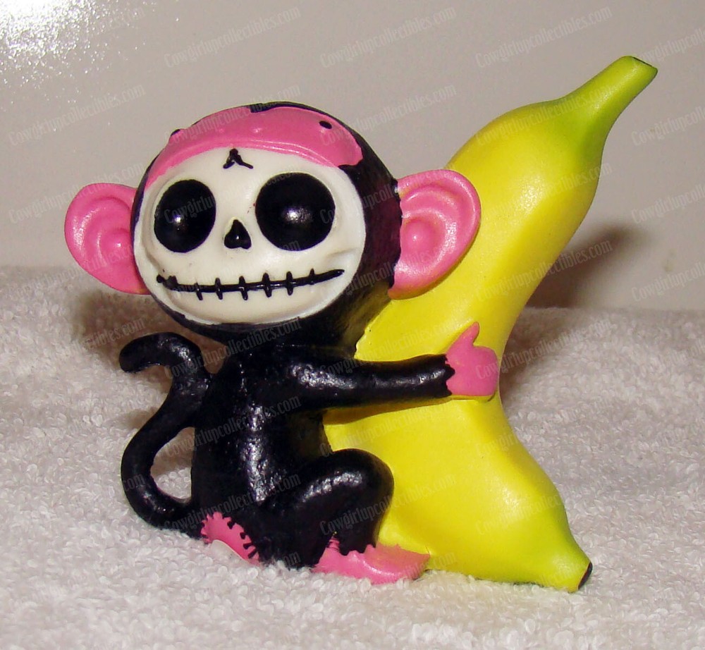 Furrybones Black Munky, Monkey with Banana (Summit Collection, 8145) Skeleton