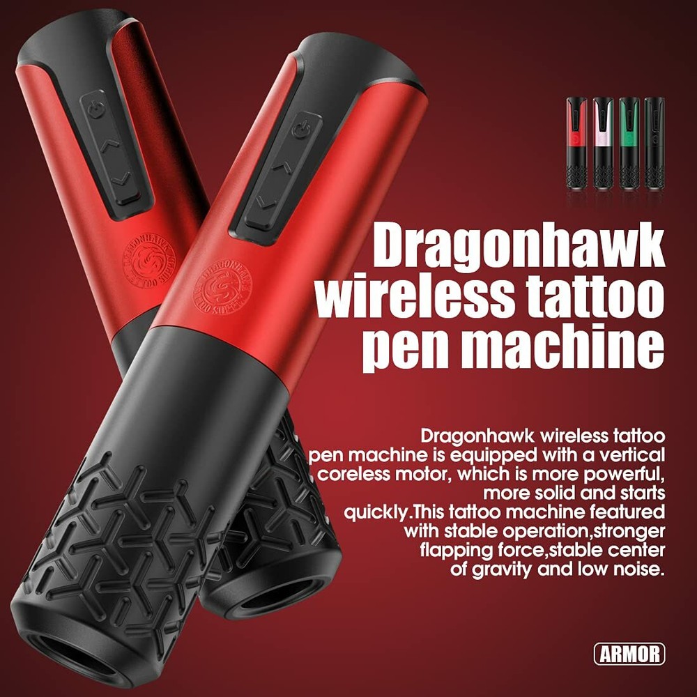 Armor Wireless Rotary Tattoo Pen Machine kit with two Replaceable Batteries Set