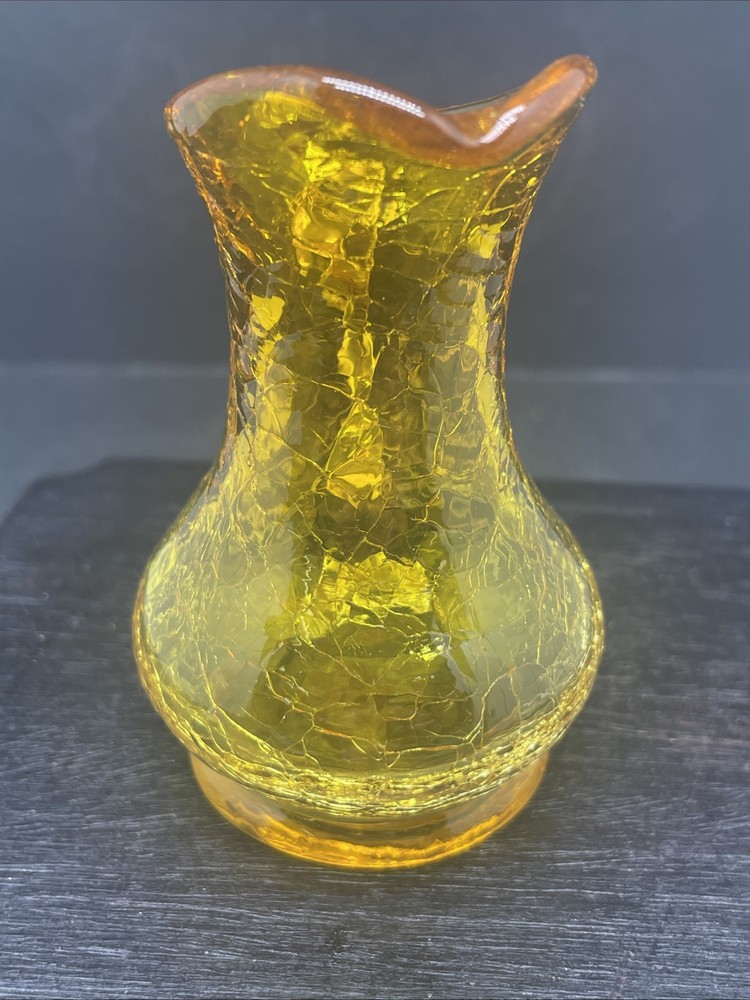 Crackle Golden Amber Pitcher 3.5”