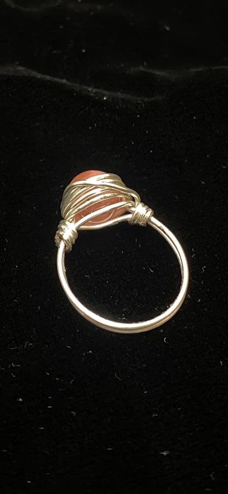 Rose Quartz Silver Ring Wrap Ring Size 6