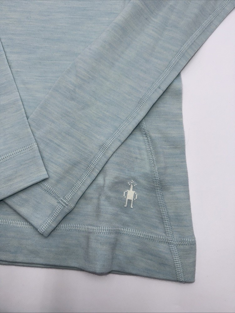 $115 Smartwool Women’s Merino Base Layer Crew Top-Bleached Aqua Heather -Medium