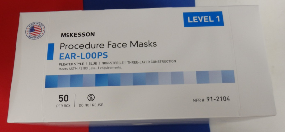 10 boxes McKesson Procedure Mask Ear Loop 50 per Box 91-2104 + 2 Extra Boxes