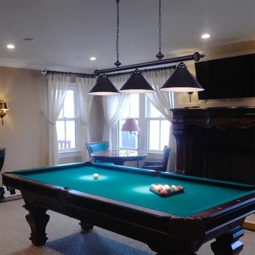 59in Billiard Pool Table Light with Pull Chain Switch on Pendant 3-Light Black