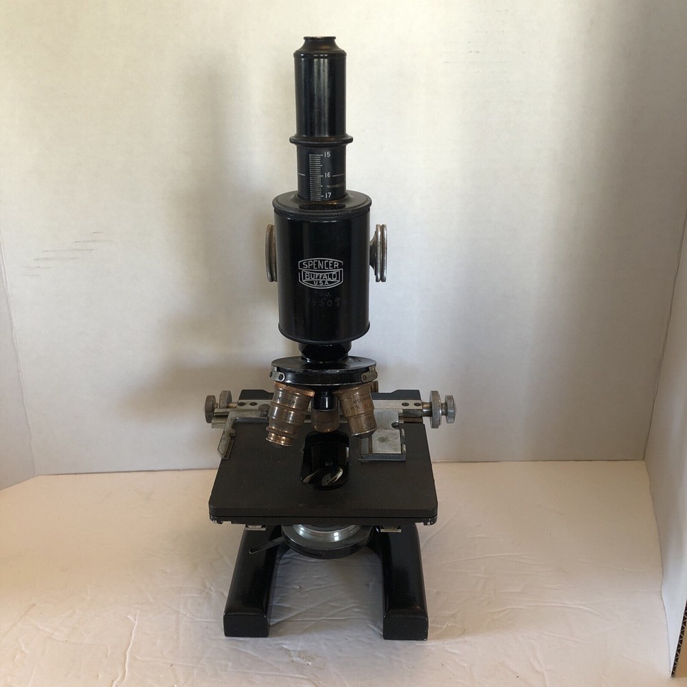 Rare Vintage Spencer Buffalo Stereo Microscope Three Objectives