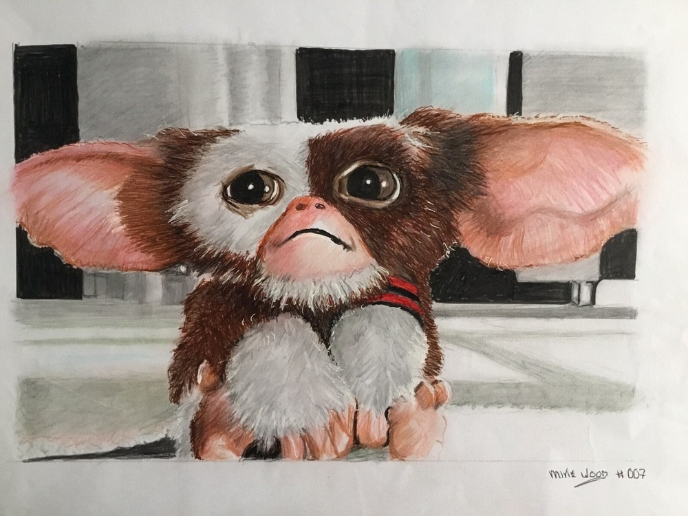 Gizmo from Gremlins Original Portrait Drawing