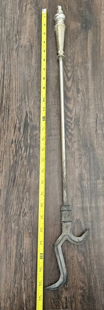 Vintage S.M.I. Solid Brass Fireplace Tool Set | Heavy Shell Nautical 29" | MCM