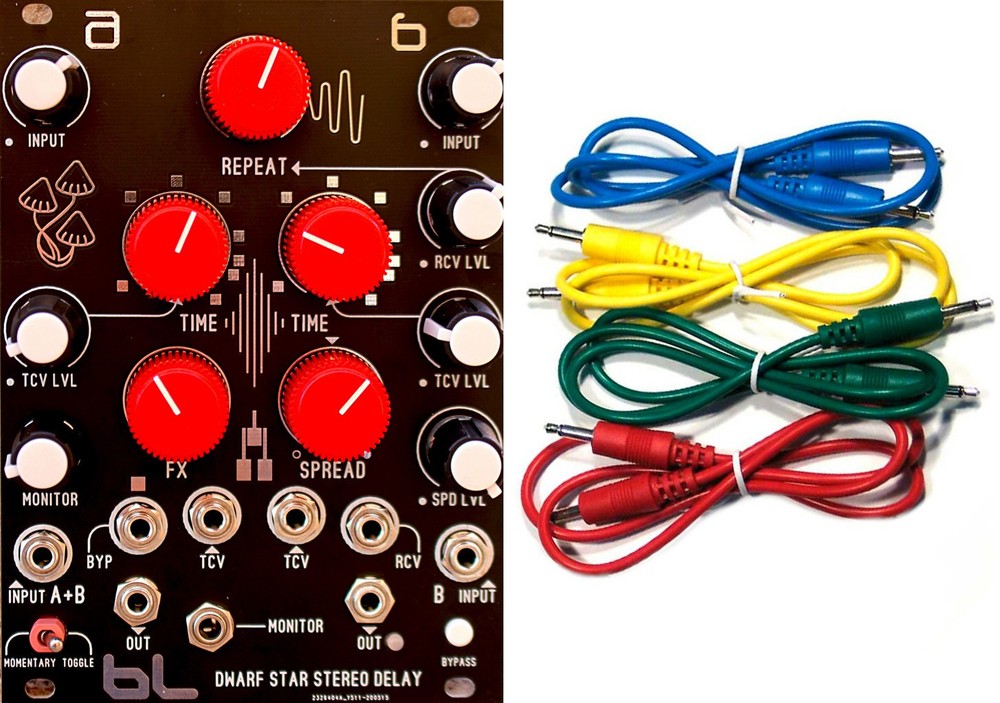 Blue Lantern Dwarf Star Stereo Delay Module Eurorack Module MK2 w/ 4 Cables