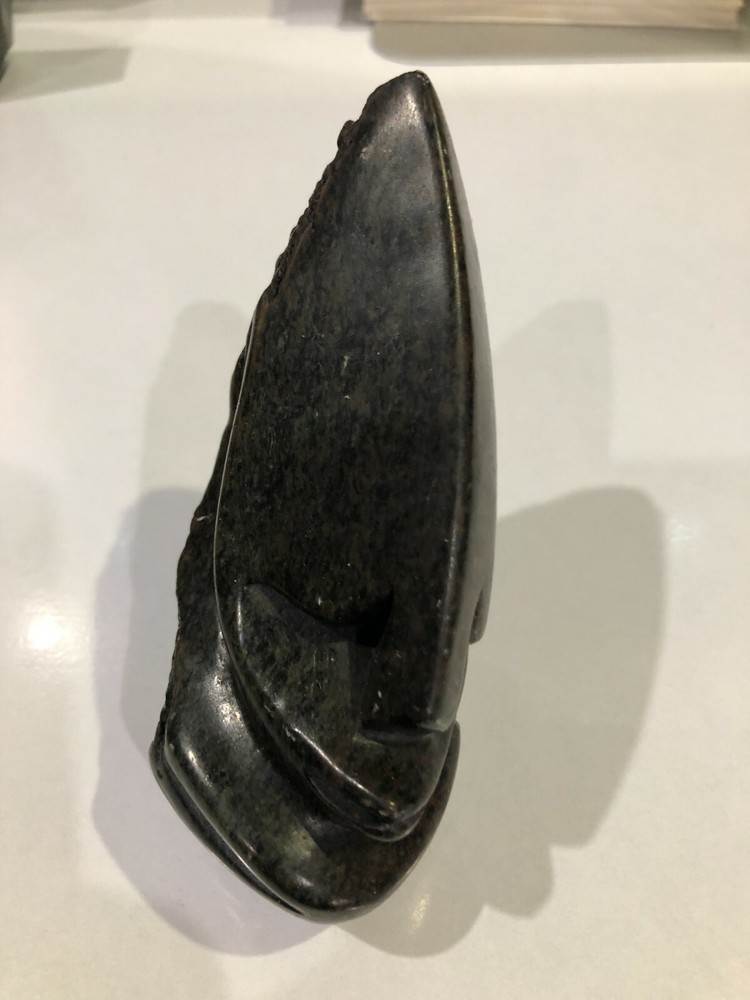 Carved Black Stone Head - 9.75 cm