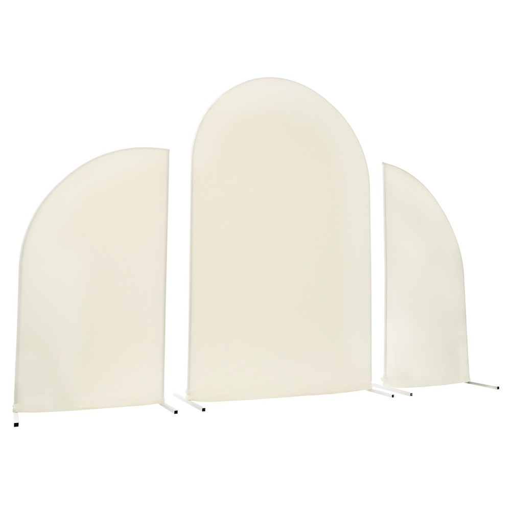 3X White Arch Backdrop Stand Set Wedding Arch Stand Backdrop Decor with Covers