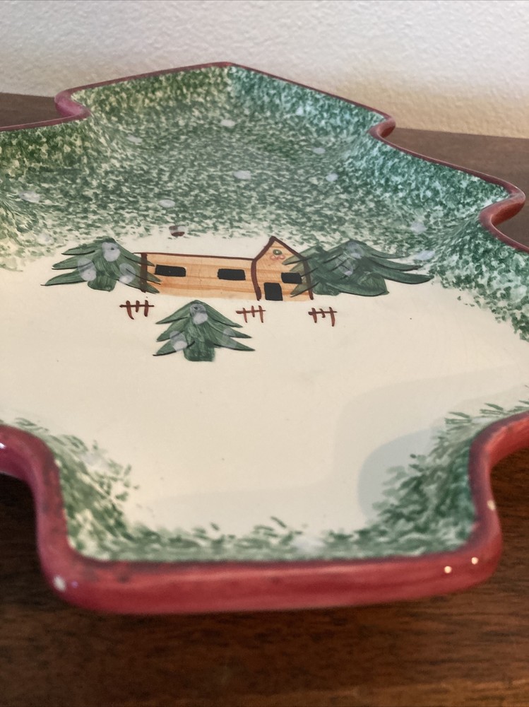 Tree Shaped Serving Dish Cabin Jay Import Christmas 12”x10” (at Widest Point)