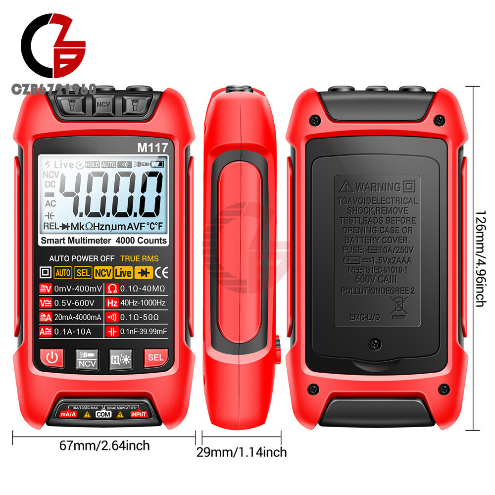 ANENG M117 Digital Multimeter NCV AC/DC Voltmeter Current 4000 Count True RMS