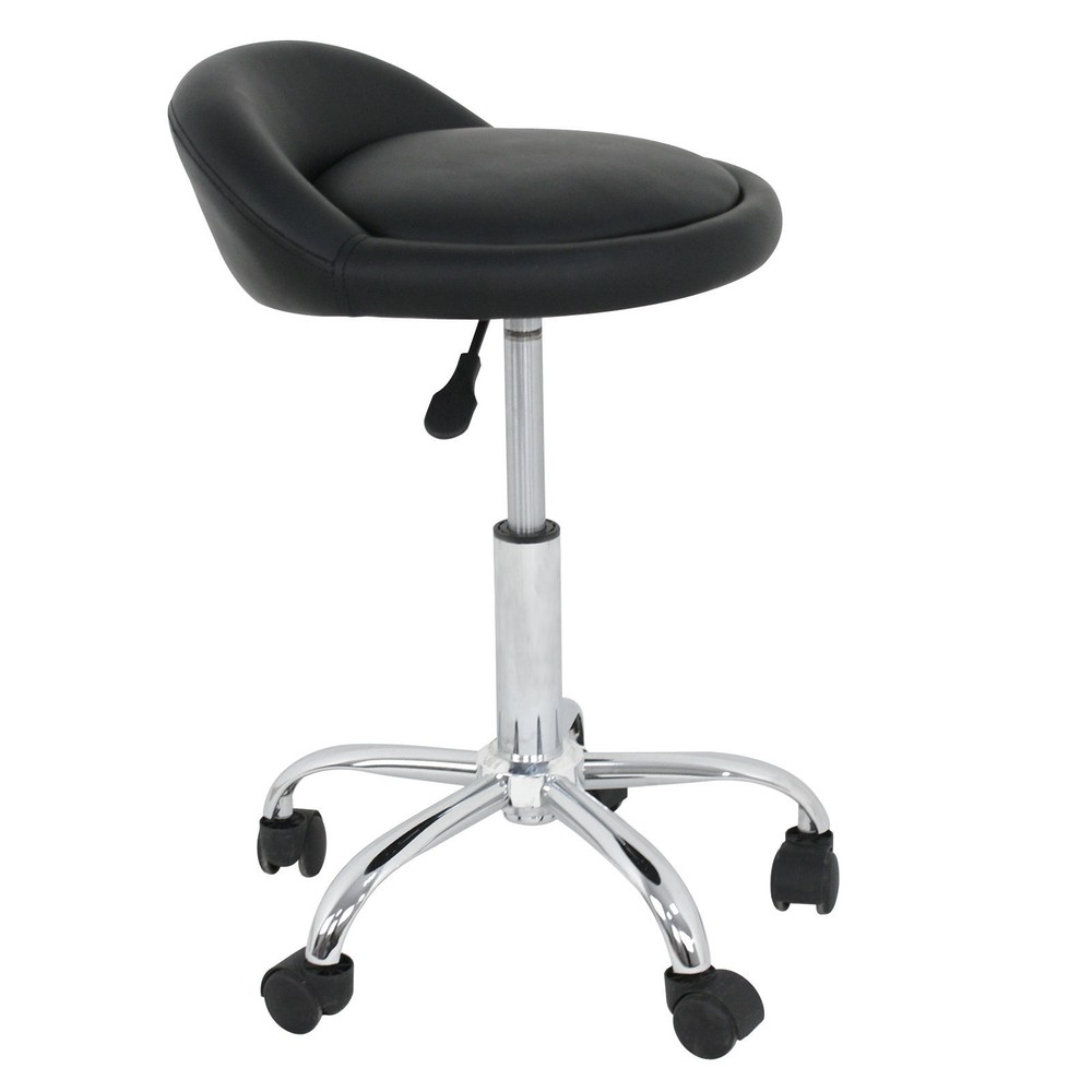 Set of 4 Hydraulic Adjustable Rolling Swivel Stool Spa Stools Open Back Chairs