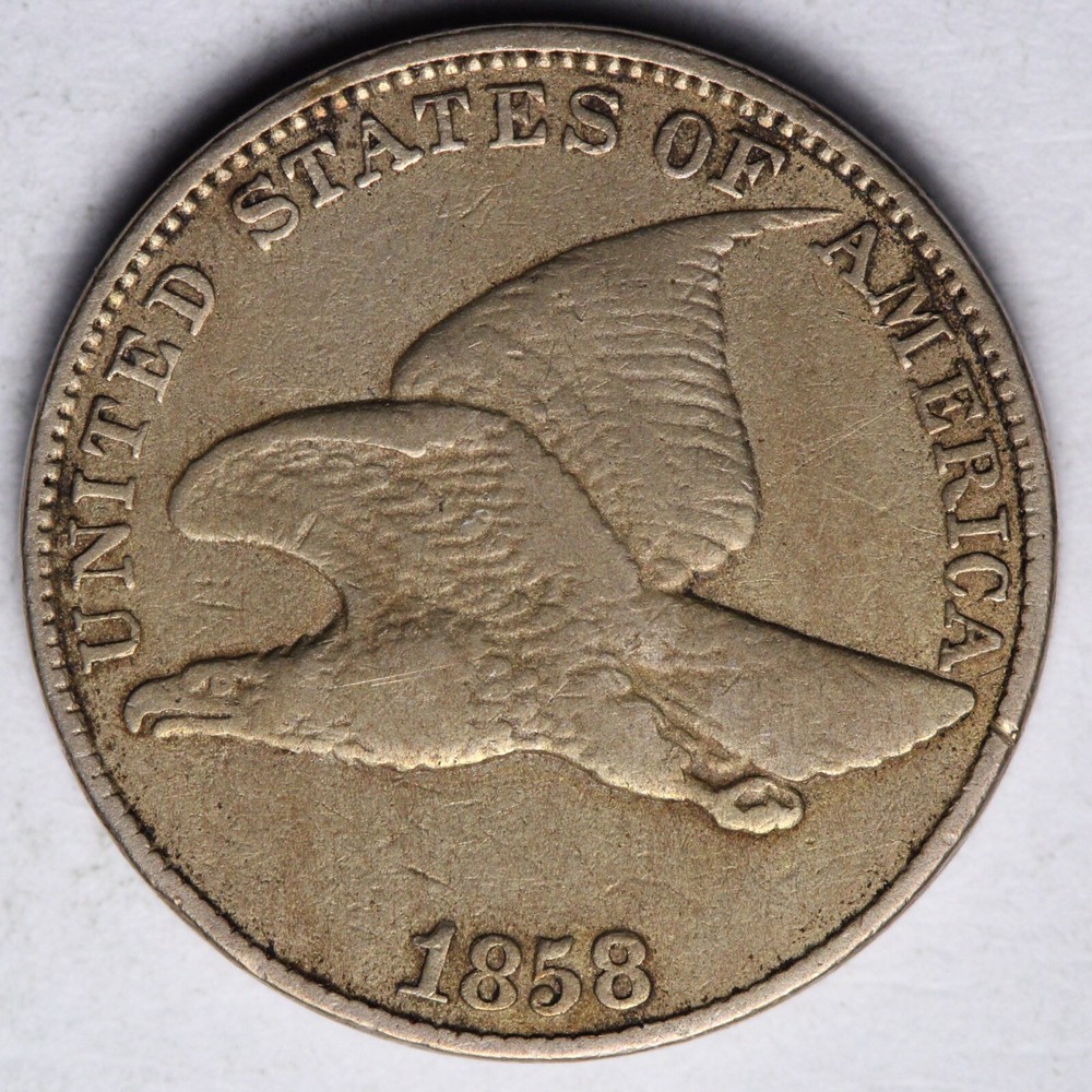 1858 LL Flying Eagle Cent Penny VF+ E108 T