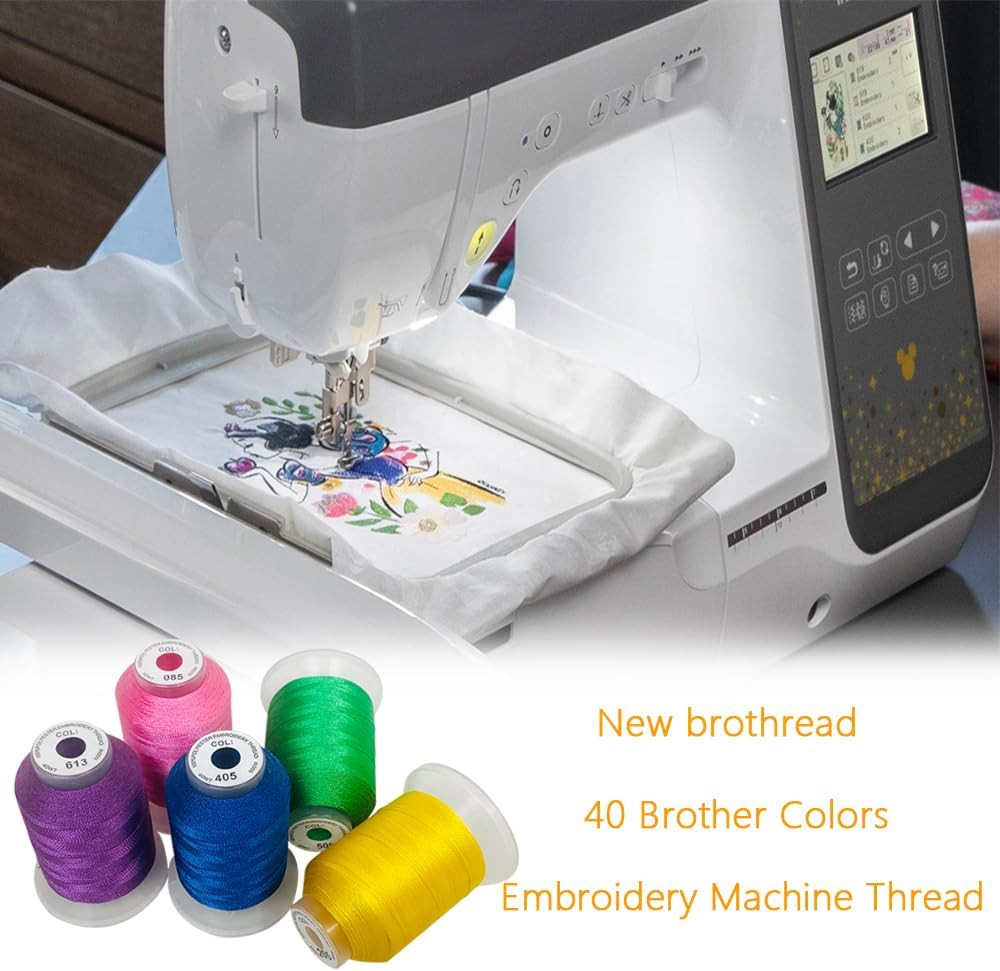 s 40 Colors 100% Polyester Machine Embroidery Thread 550Yd with Thread Nets