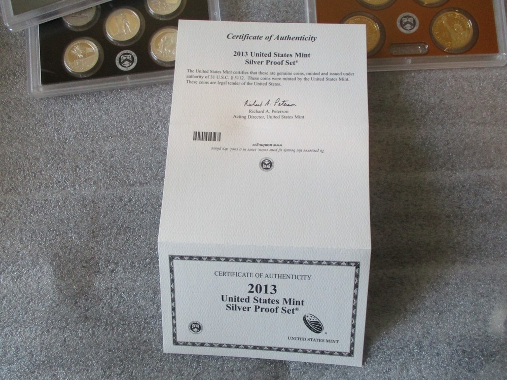 2013 SILVER PROOF SET US MINT "S" & COA + ORIGINAL OUTER BOX