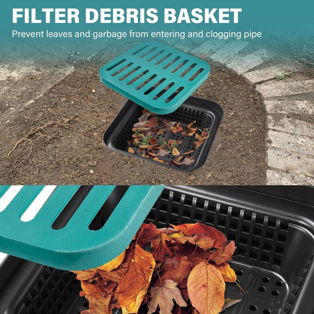 16in Catch Basin with Fiber Glass Grate,Catch Basin for Drainage Debris Basket