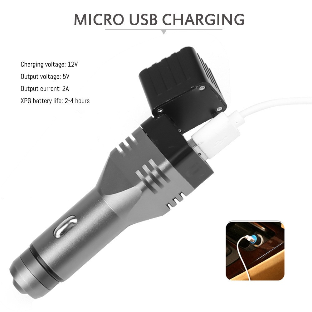 Portable XPG LED Car Cigarette Flashlight Rechargeable Light With USB Cable