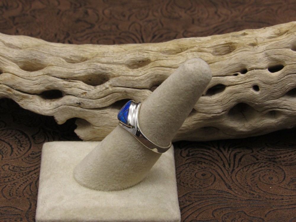 Blue Lab Opal Inlay Ring Size 8.25+