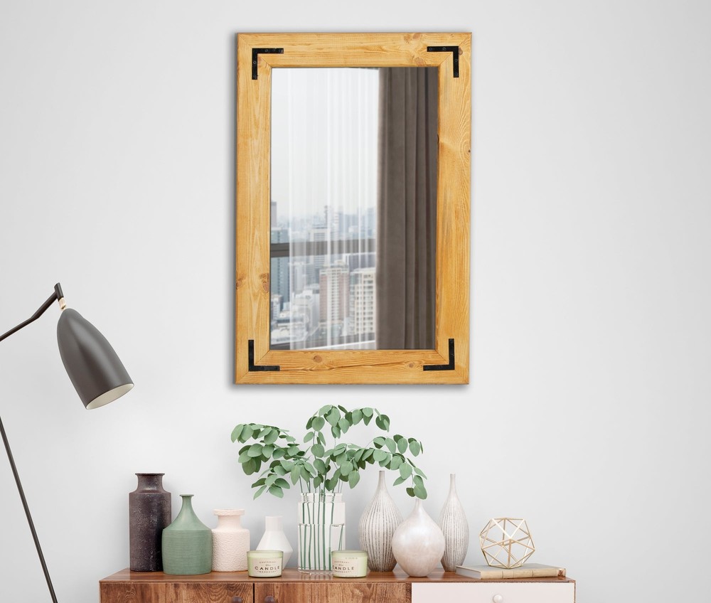 PETRA Rustic Wood Framed Mirror