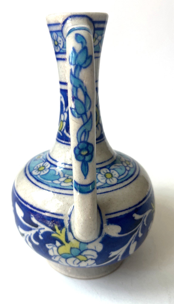 Stunning Ceramic Jaipur Pottery India Blue Pitcher