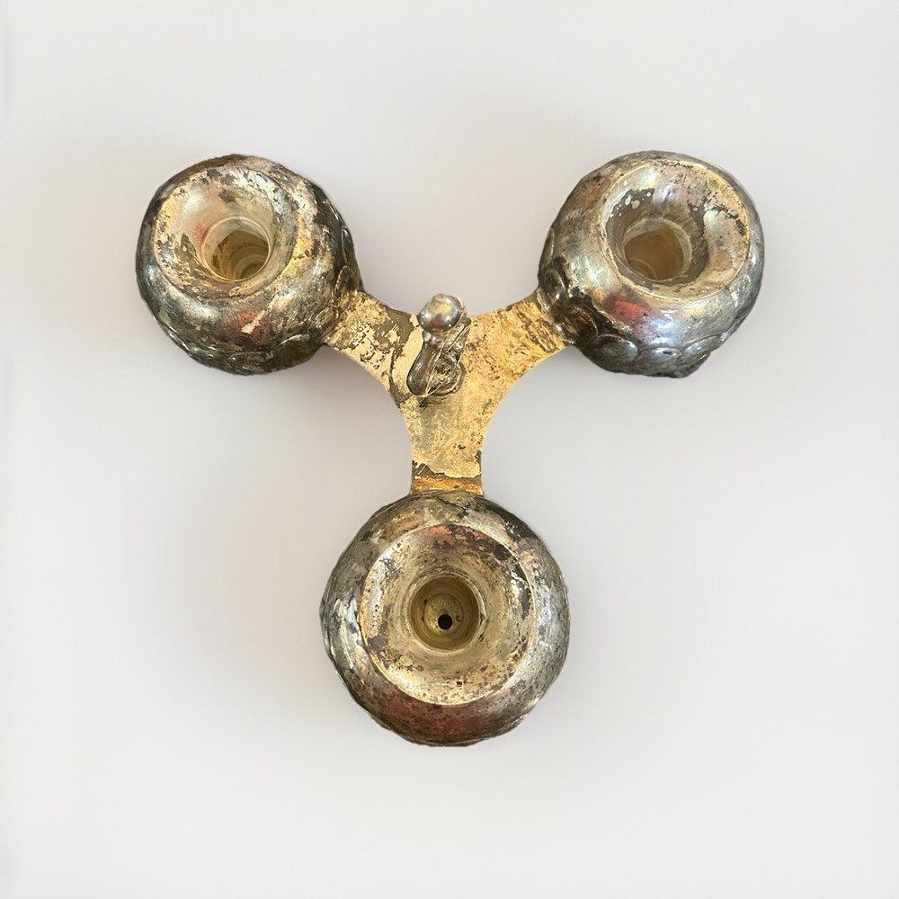 Vintage silver-plated three-part candelabra