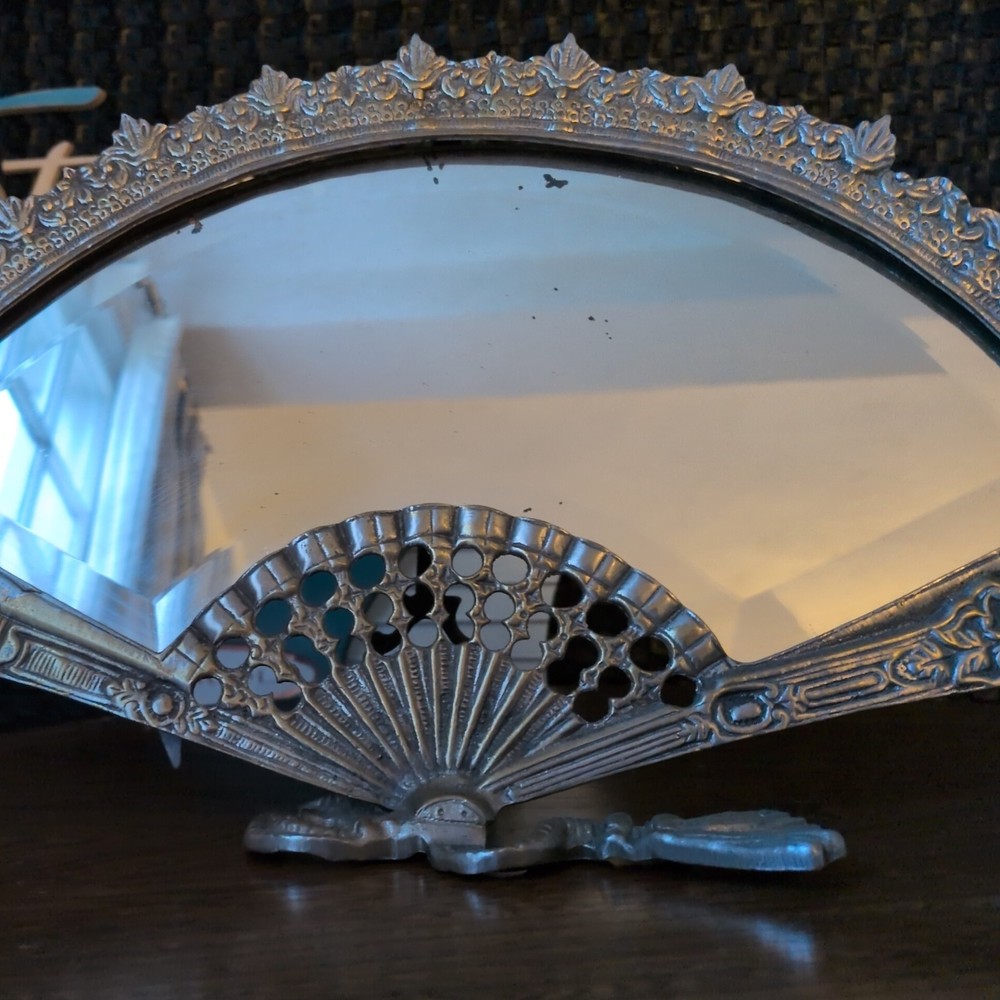 Vintage Brass Fan Mirror