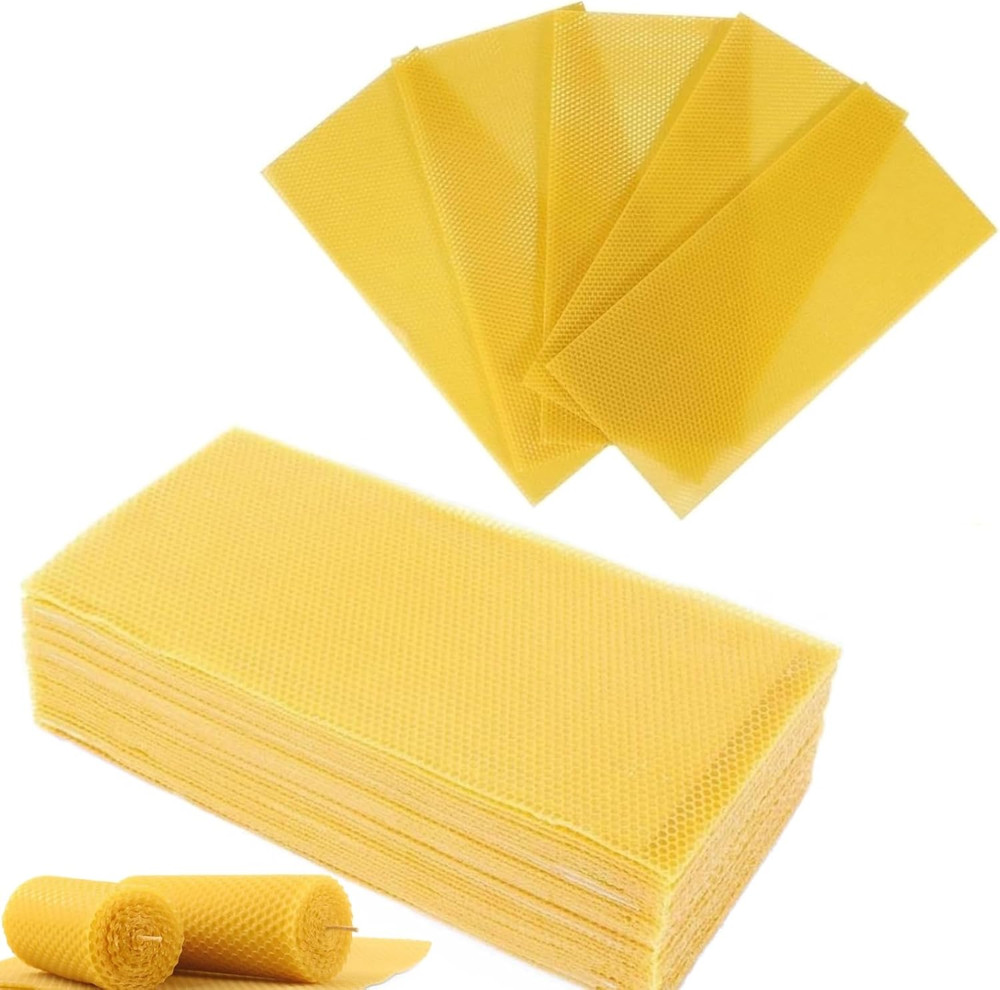 30Pcs Beeswax Sheets for Candle Making, Natural Wax Foundation for Bee Frames, D