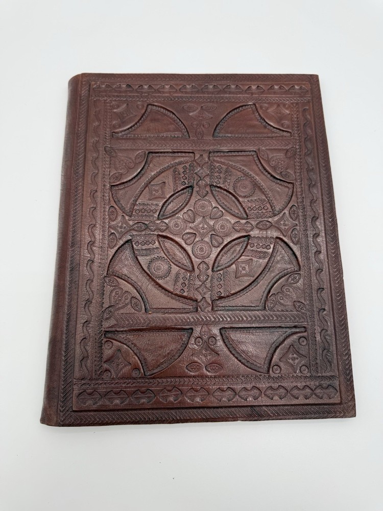 Vintage Leather Hand Made Tooled Italy Embossed note/journal Cover