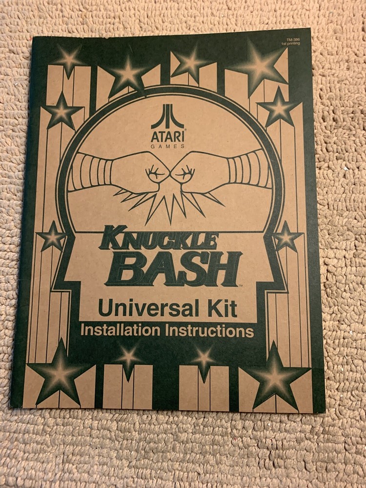Original KNUCKLE Bash Atari Arcade video game manual
