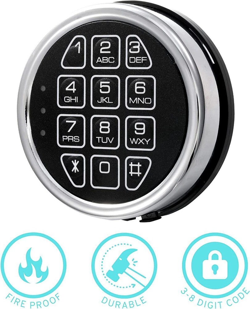 Gun Safe Lock Replacement Fireproof Chrome Keypad with SwingBolt Lock
