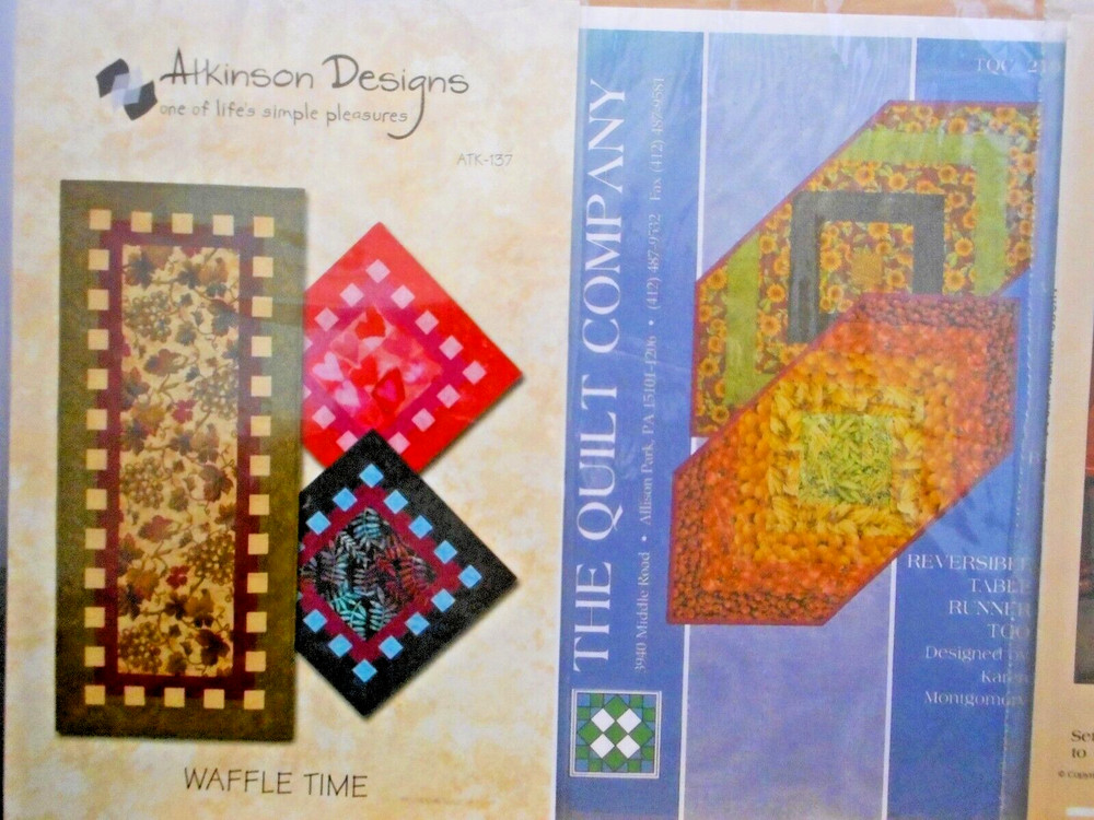 3 New Table Runner Quilt Patterns-Atkinson Waffle Time-Reversible-Classic #69