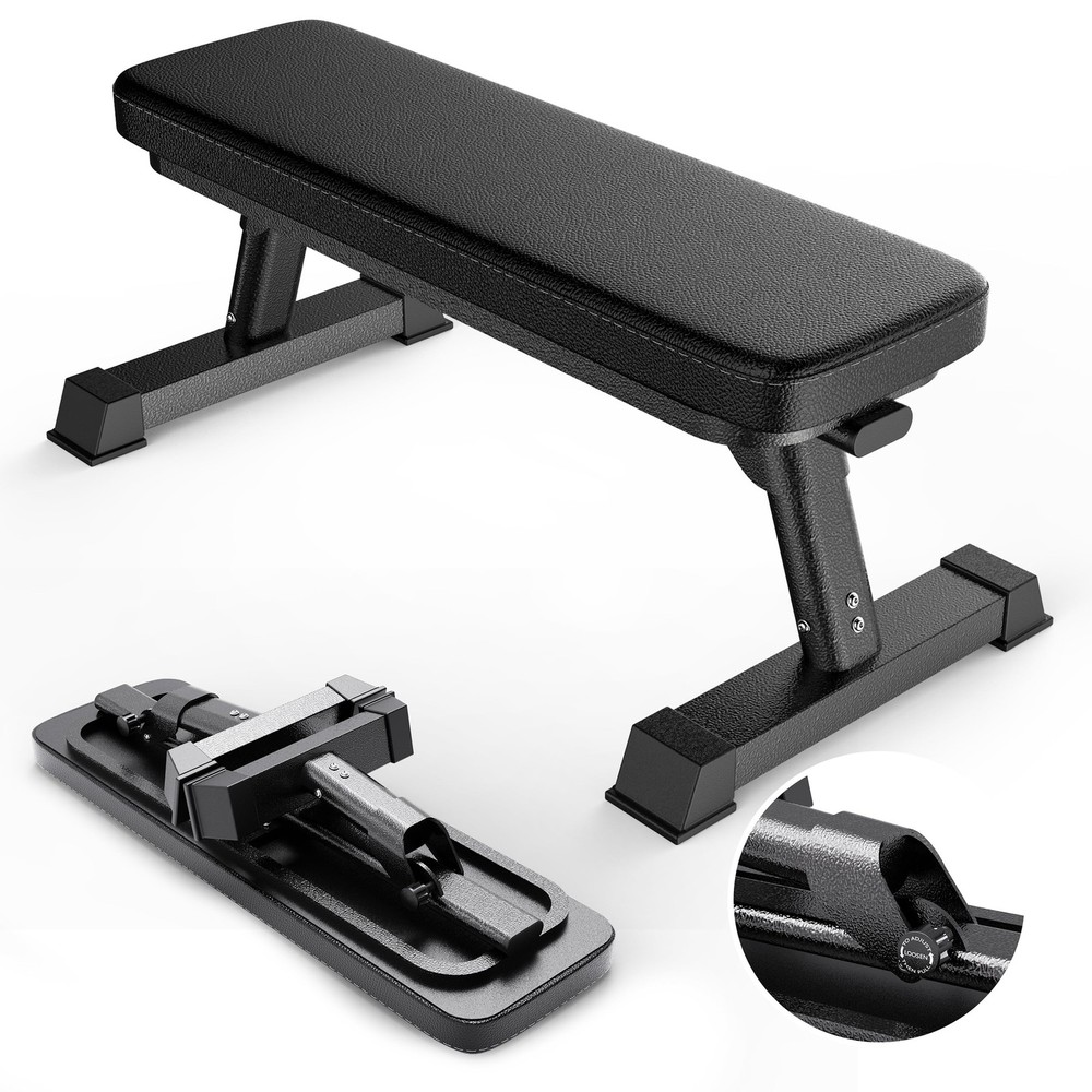 Finer Form Gym Quality Foldable Flat Bench for Multi-Purpose Weight Training ...