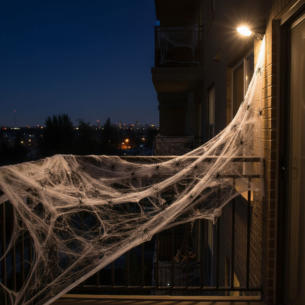 Halloween Spider Web with Black Spider Stretchable Cobweb Party Decoration
