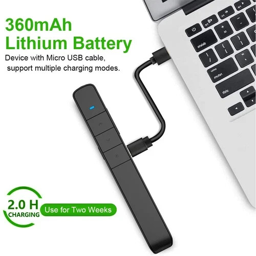 Presentation Clicker Green Light Pointer USB Rechargeable Wireless