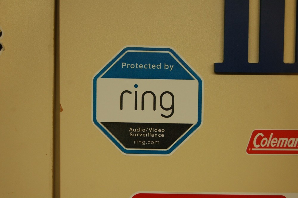 WARNING, Ring Doorbell ALERT SECURITY SURVEILLANCE STICKER video camera