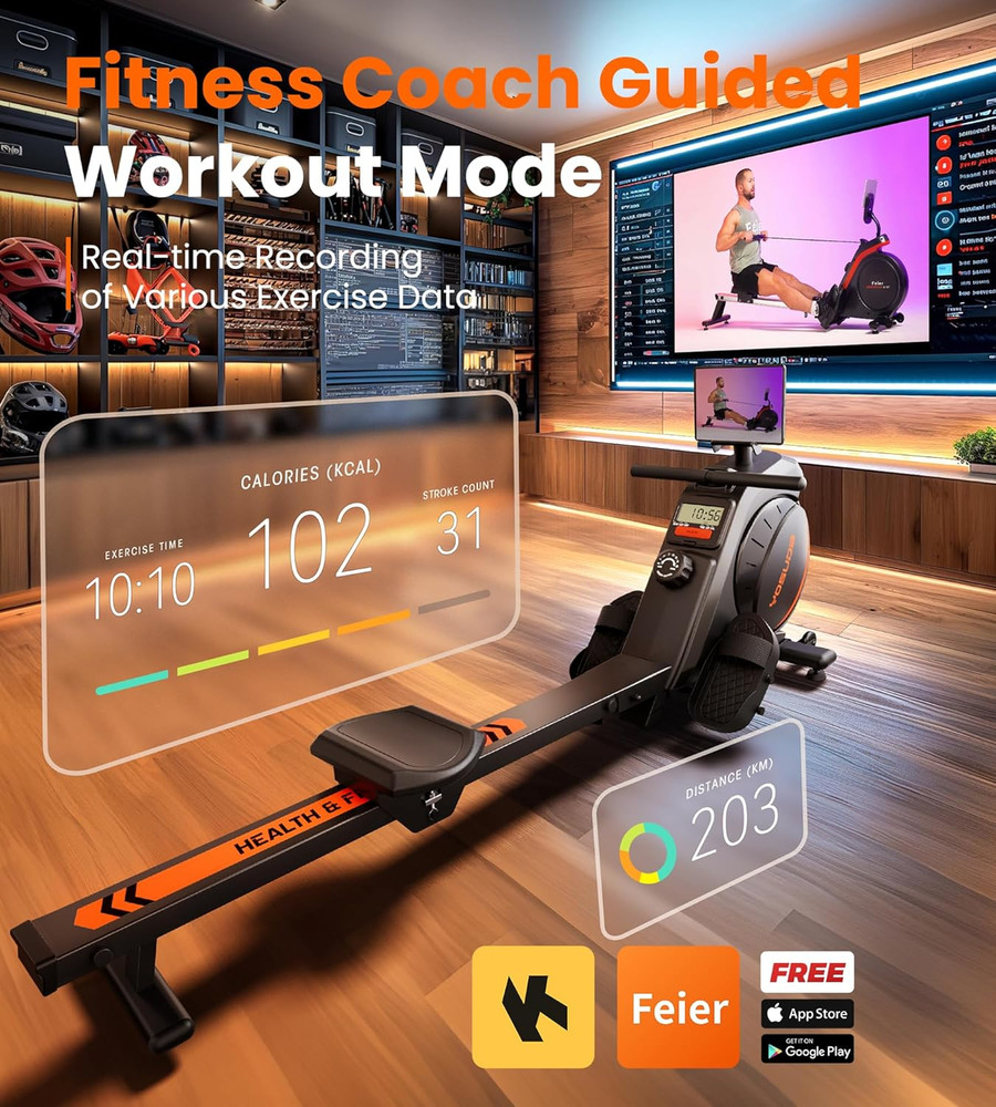 Magnetic/Water Rowing Machine for Home - Rower Machine Use with Bluetooth, App S