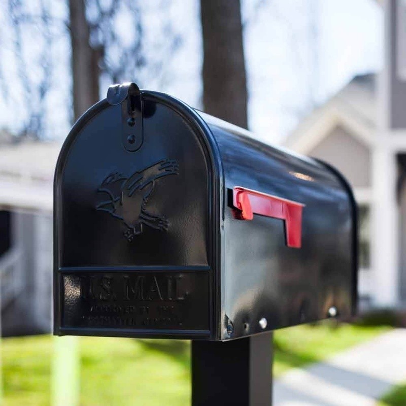 Large Galvanized Steel Post-Mount Mailbox Rust Resistant Durable W/ Flag & Latch