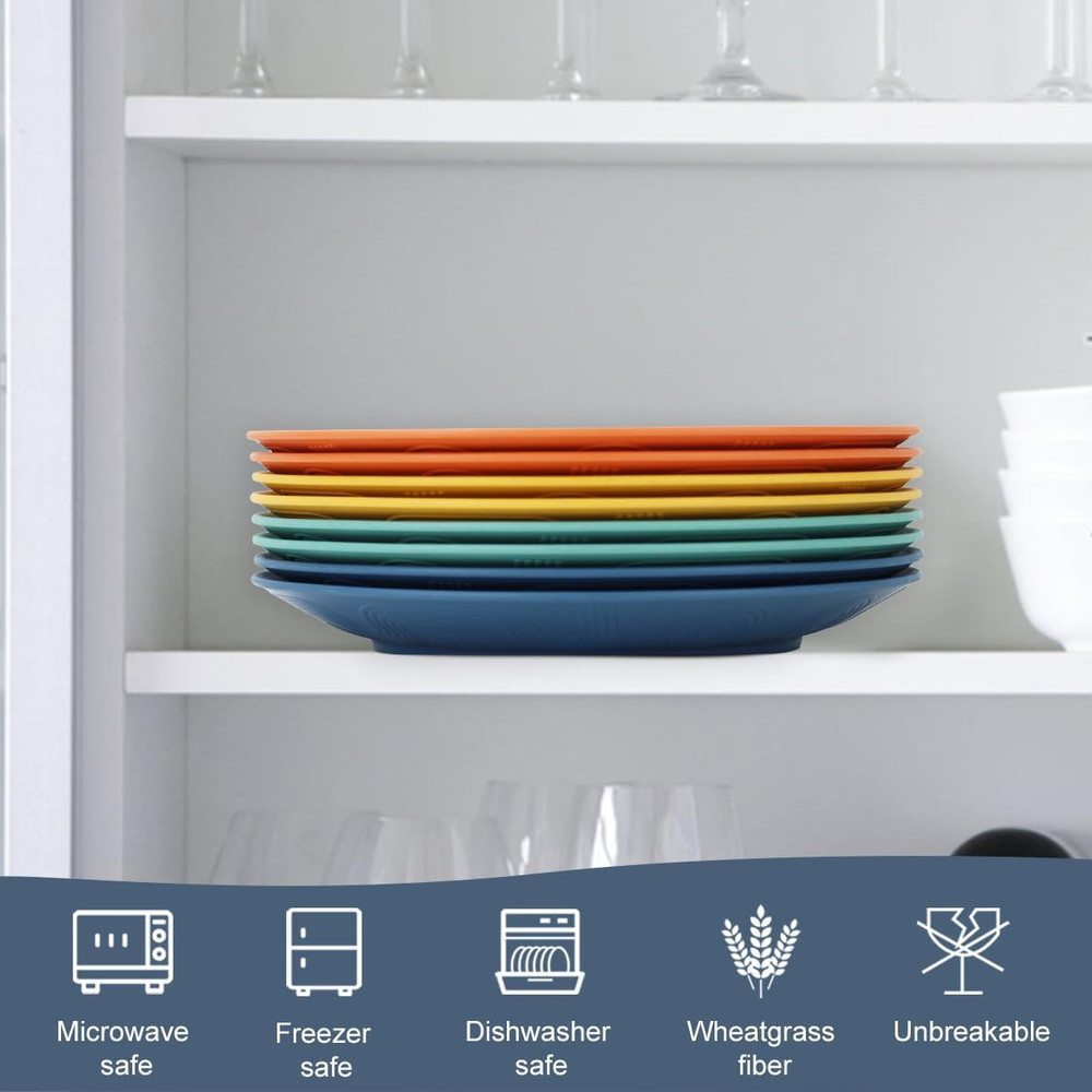 20 Pcs Wheat Straw Dinnerware Set, Unbreakable Plastic Dish Set - Dinner Plate C