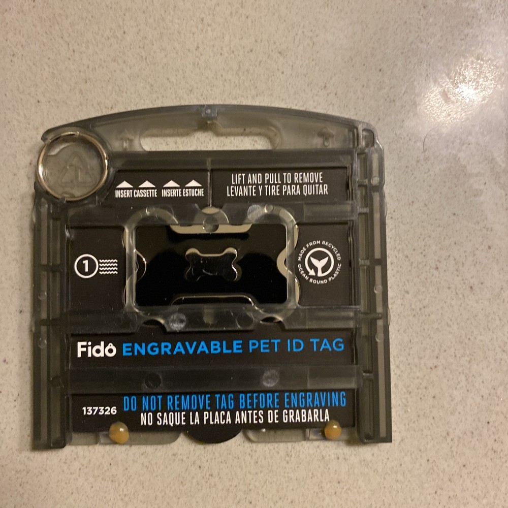 Fido Engrave Pet ID Tag Black And Silver Bone