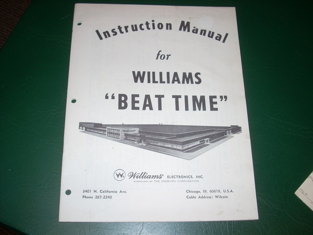 WILLIAMS BEAT TIME Pinball Game Schematic and manual